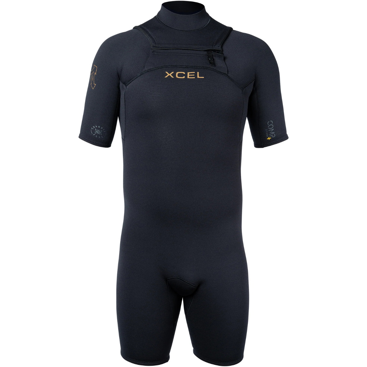 2026 Xcel Mens Comp+ 2/1.5mm Chest Zip Shorty Wetsuit ME210CP5-BLK - Black